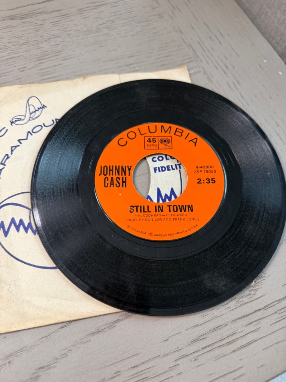 Columbia Record Johnny Cash 45 RPM Vinyl Single ‘Still In Town’ & ‘Matador’
